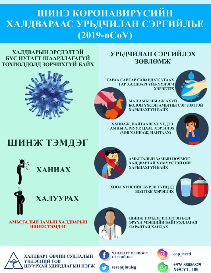 КОРОНАВИРУС (COVID-19)-ЫН ХАЛДВАРААС СЭРГИЙЛЦГЭЭЕ!!!  АНХААРАЛ СЭРЭМЖЭЭ БҮҮ АЛД!!! МАСКАА ЗҮҮ!!!